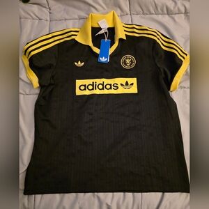 adidas Black and Yellow Retro Trefoil Polo -NWT